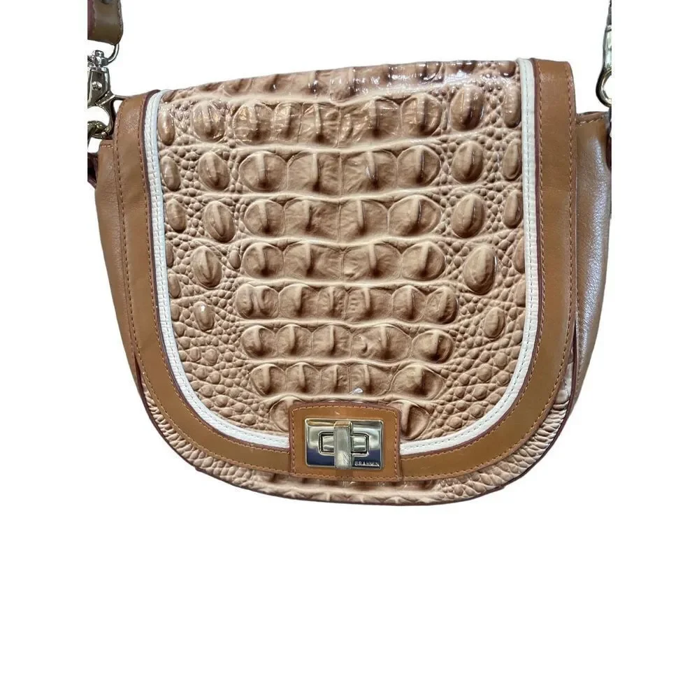Brahmin Women's Brown Croc Embossed Crossbody Bag